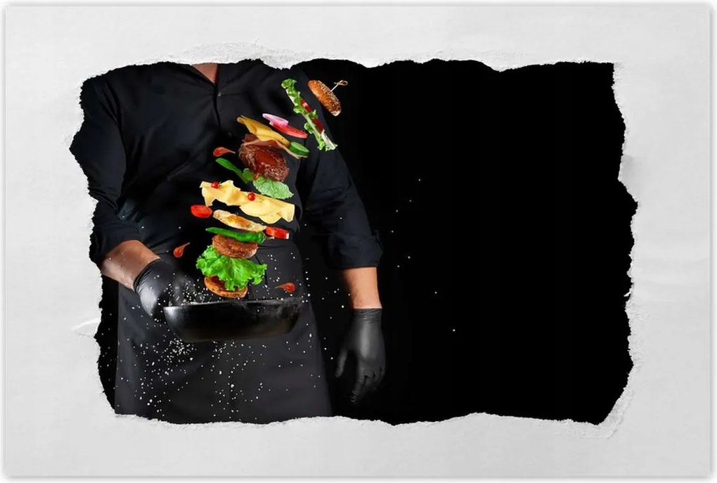 Poszterek 90x60 Lebegő Burger serpenyő