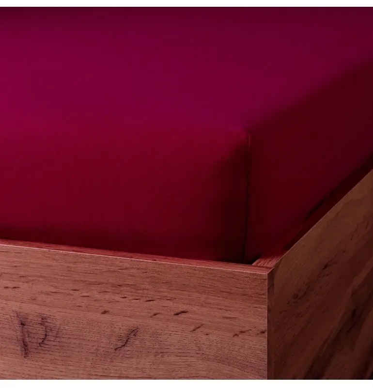 EMI bordó 100% pamutjersey gumis lepedő, 180x200-as lap