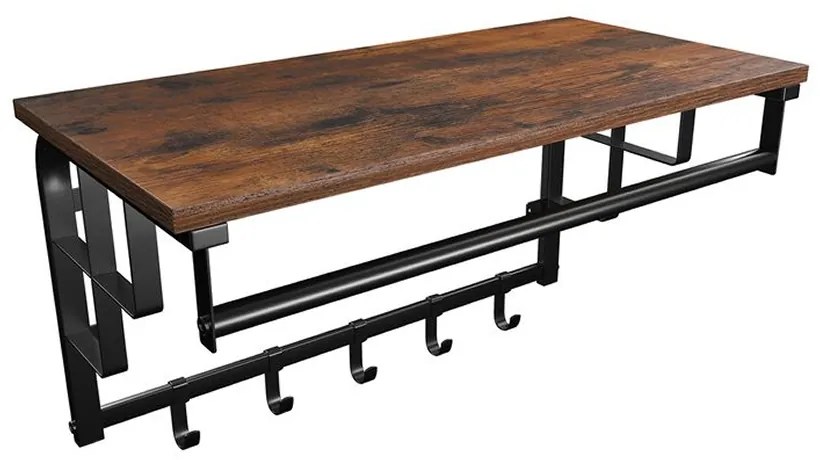 HENRY fali fogas, 66x30x27cm, fekete/barna Vasagle