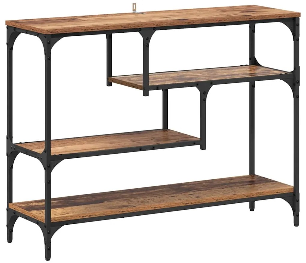 Konzolasztal polcokkal Régi fa 100 x 30 x 75 cm Faanyag
