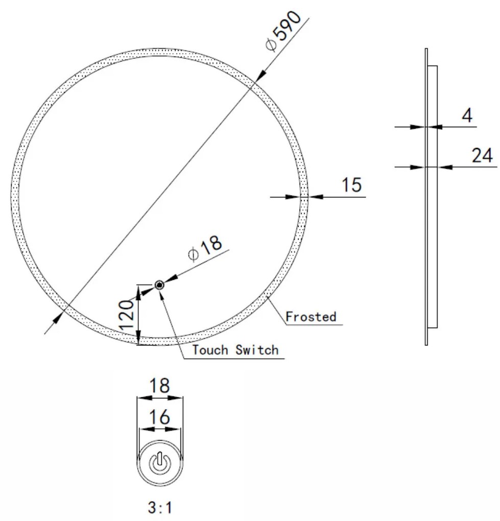 Kerek Led tükör Ø60cm Welland Alpha | Fényerő + színhőfok állítás