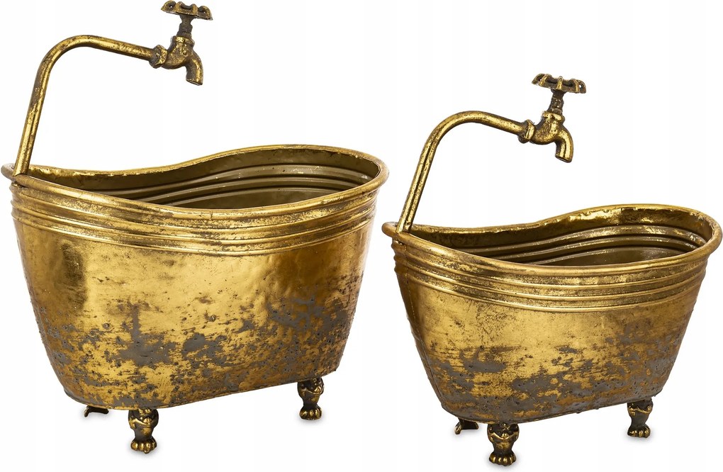 Kád váza Fém kaspó fedél arany dekoráció kpl 2db