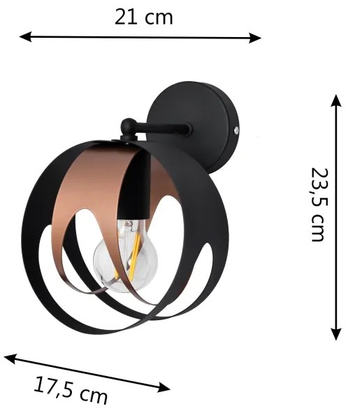 Fali lámpa MOONLIGHT 1xE27/15W/230V fekete/réz