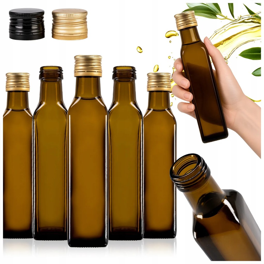 10x Tinktúra Palackok Bor Olíva Olaj Ecet Négyzet Palack Marasca 250 ml