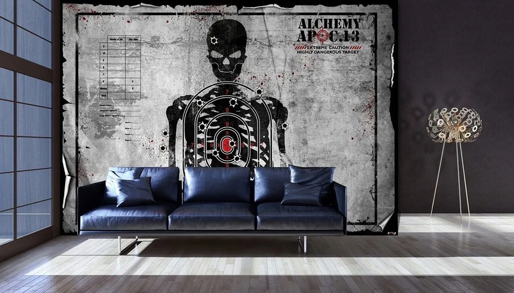 Vinyl fotótapéta 254x184 Katonaság Csontváz a lőtéren +ragasztó