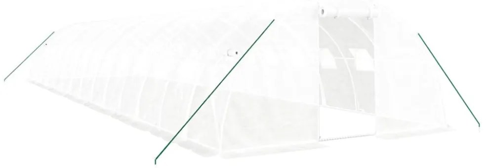 fehér acélvázas melegház 56 m² 14 x 4 x 2 m