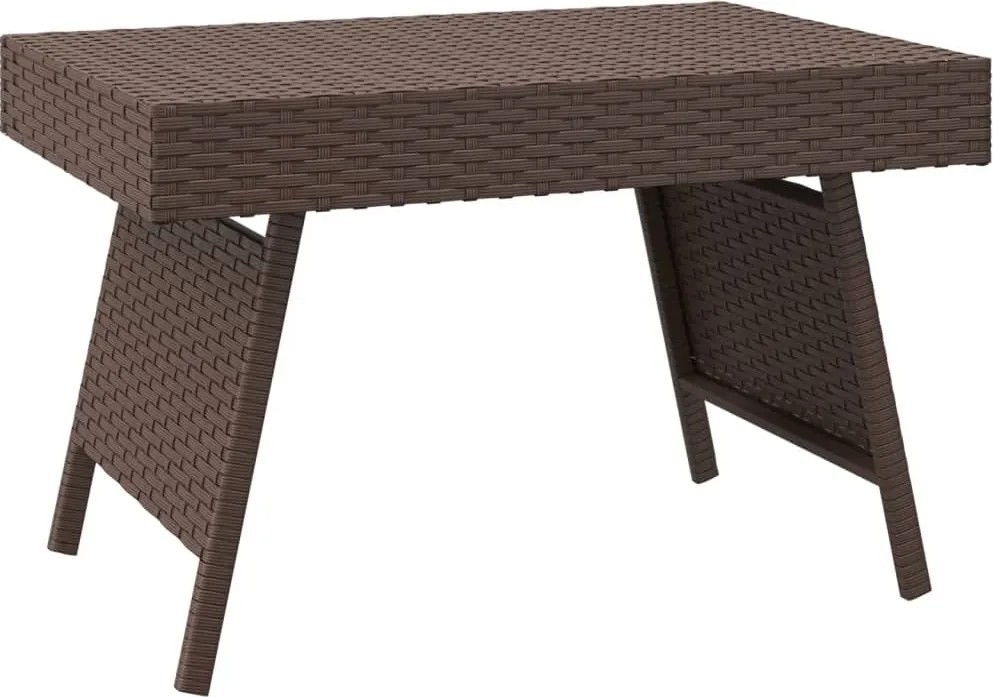 vidaXL barna összecsukható polyrattan kisasztal 60 x 40 x 38 cm