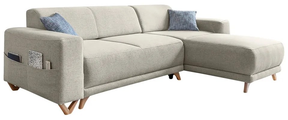 Bézs kinyitható-tárolóhelyes sarokkanapé Classy Sophie – Miuform