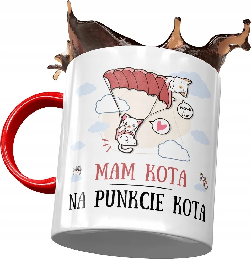 Piros Bögre Cicával Cica Cuki Ajándék Nyomtatott Fotóval