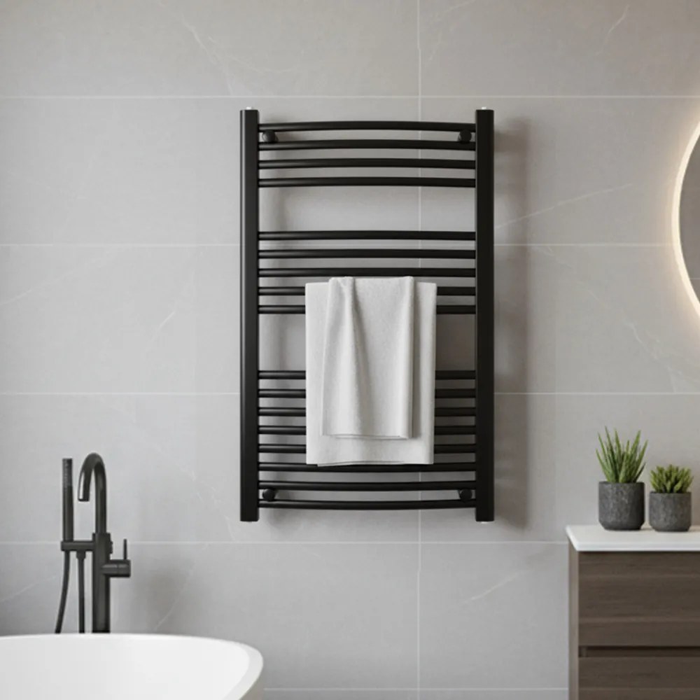 Íves törölközőszárító radiátor 1000x500 mm fekete