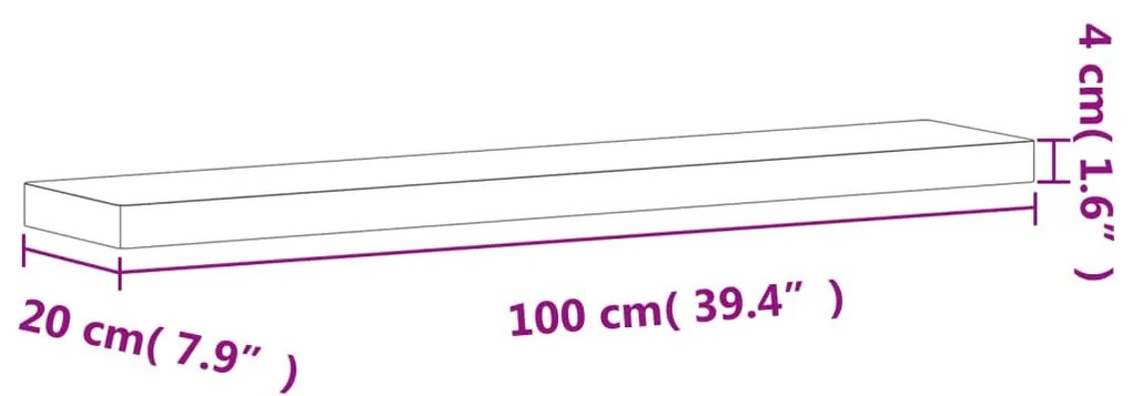 tömör bükkfa fali polc 100 x 20 x 4 cm