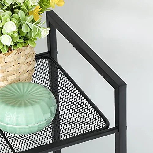 Fém polc, 3 szintes polc, bővíthető, állítható polcok, ipari design, fekete