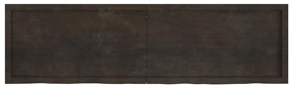 sötétbarna kezelt tömör fa fürdőszobai pult 180x50x(2-4) cm