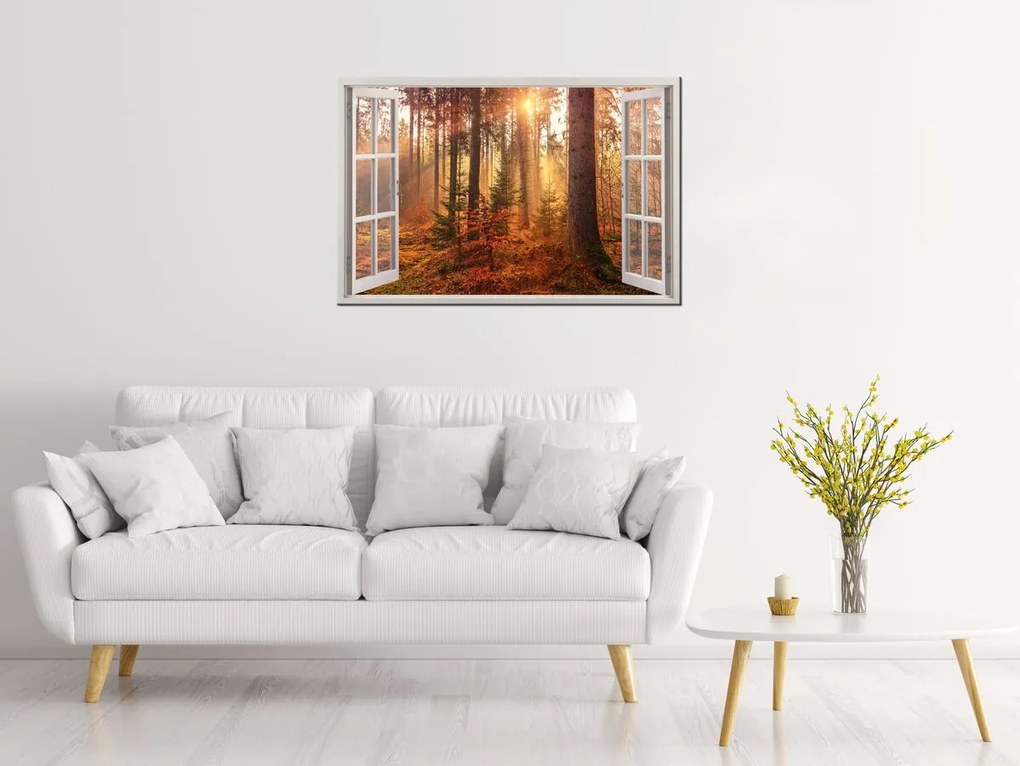 Gario Vászonkép Nyitott ablak Pasztell erdo Méret: 120 x 80 cm