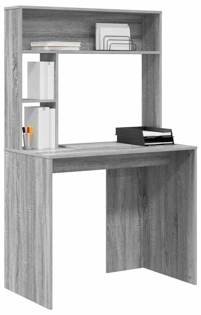 Asztal polcokkal Szürke sonoma 91 x 50 x 149 cm Faanyag