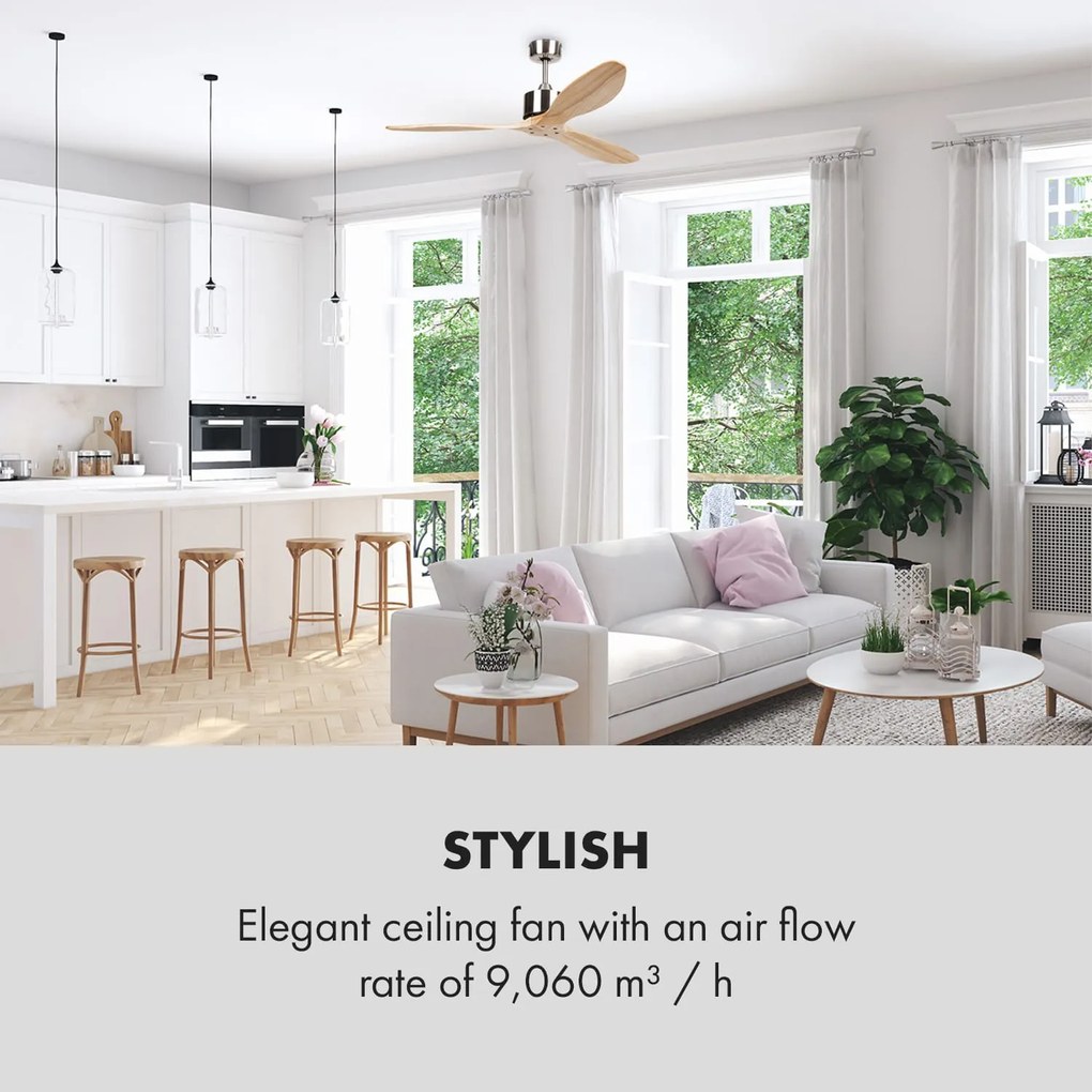 Klarstein Santa Elena mennyezeti ventilátor 52" 9 060 m³/h 3 valódi fából készült lapát