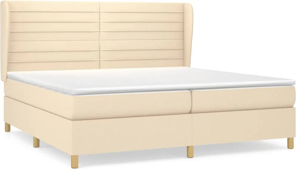 vidaXL krémszínű szövet rugós ágy matraccal 200 x 200 cm