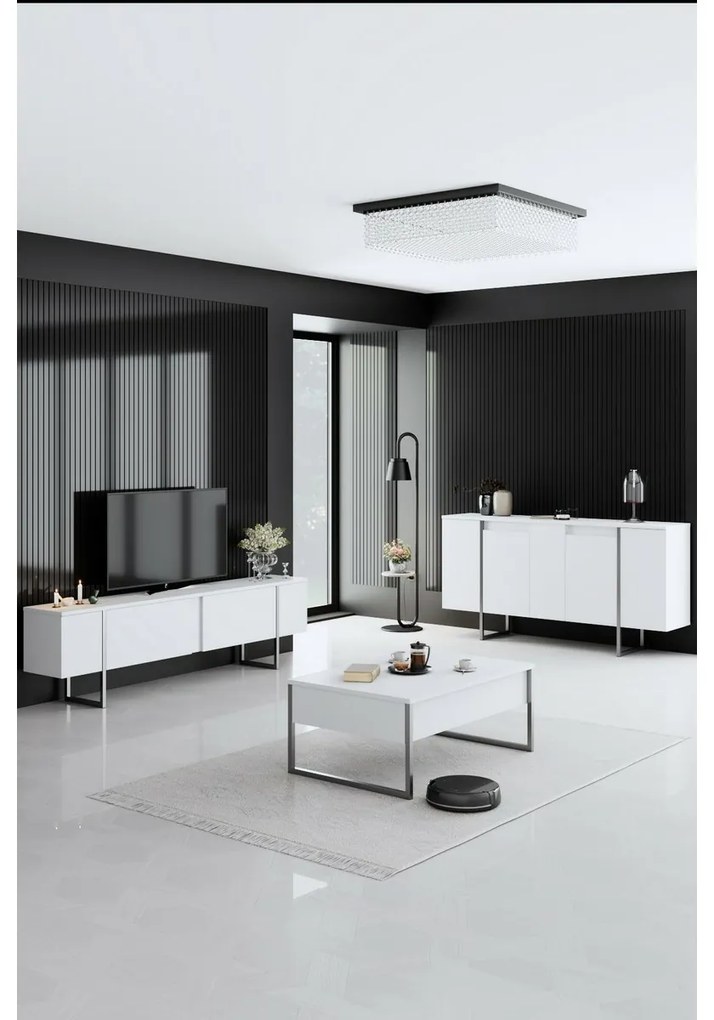Luxe White and Silver konferenciaasztal