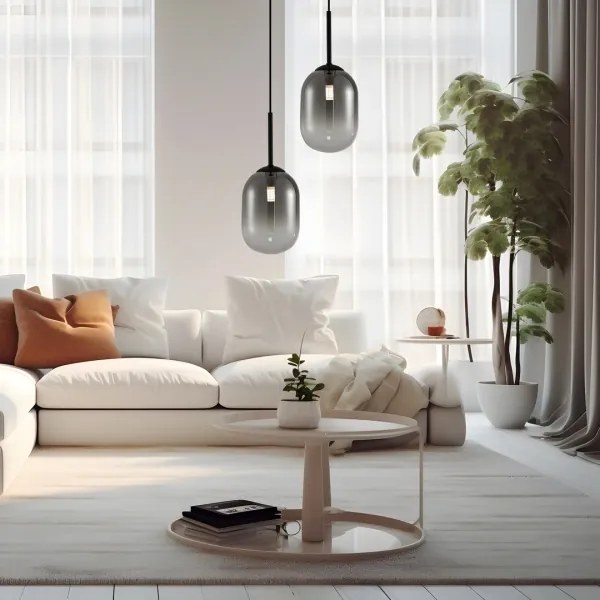 Csillár zsinóron ALIAS 1xG9/8W/230V átm. 12 cm fekete/szürke