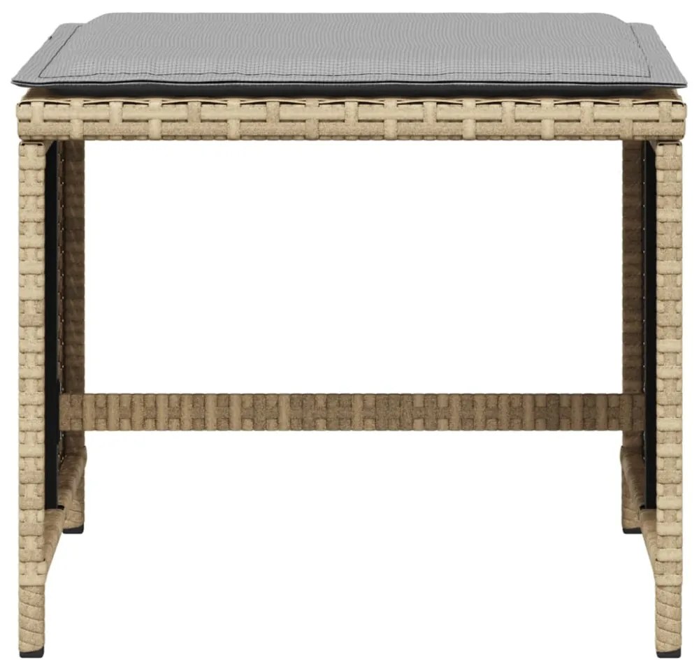 4 db vegyes bézs polyrattan kerti szék párnával 41 x 41 x 36 cm