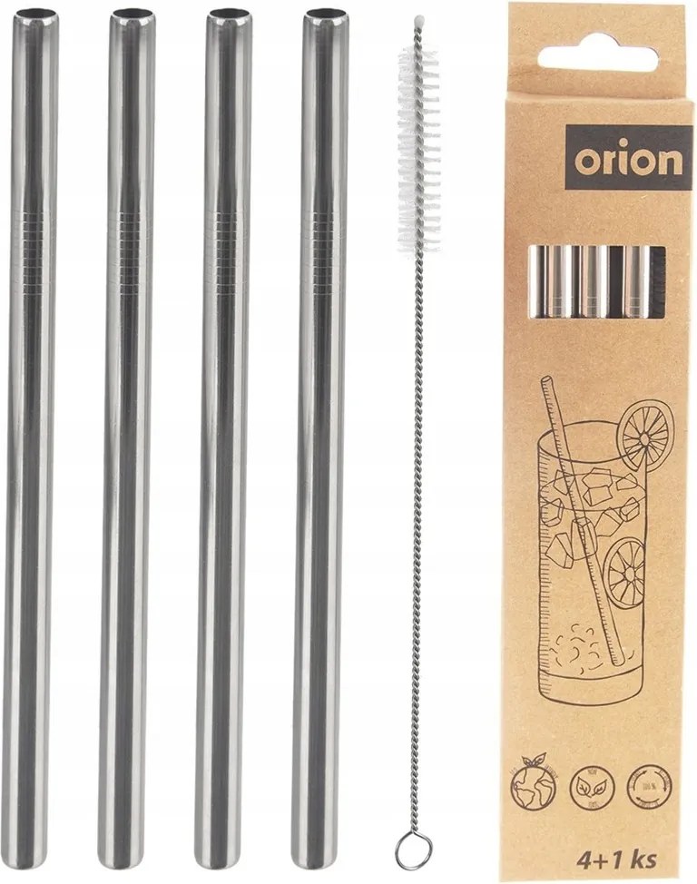 4x Acél Italszívószálak egyenes csövek többfunkciós tisztító kefével