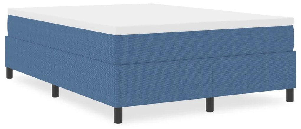 Boxspring Ágy Kék 140x200 cm Kordbársony Szövet