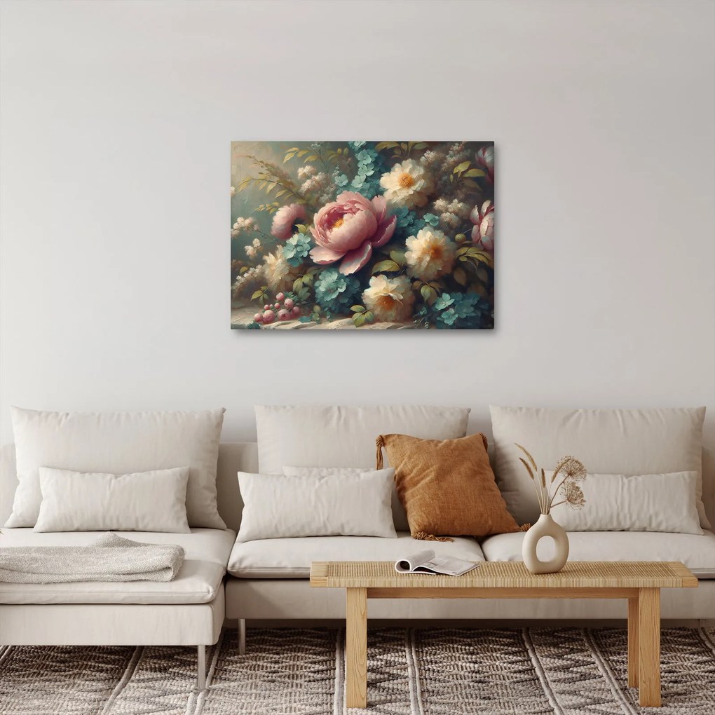 Kép - Természet csendélet virágokkal - festmény (70x50 cm)