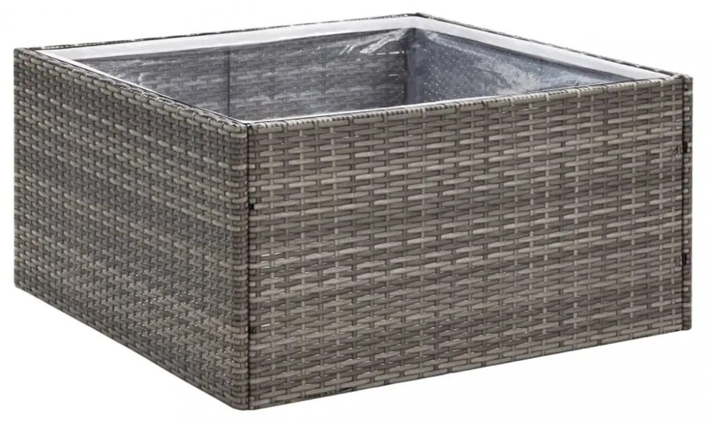 szürke polyrattan kerti ültetőláda 80 x 80 x 40 cm
