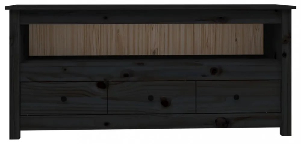 fekete tömör fenyőfa TV-szekrény 114 x 35 x 52 cm