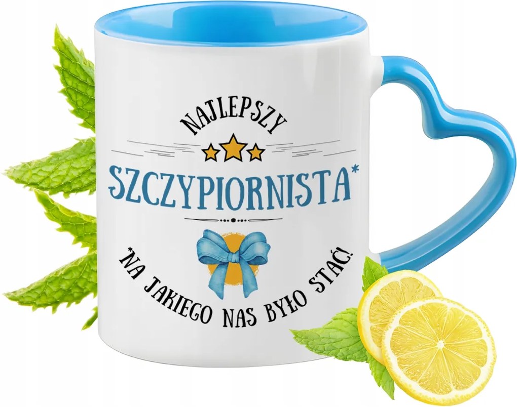 Metélőhagyma kék bögre szív alakú füllel ajándékba