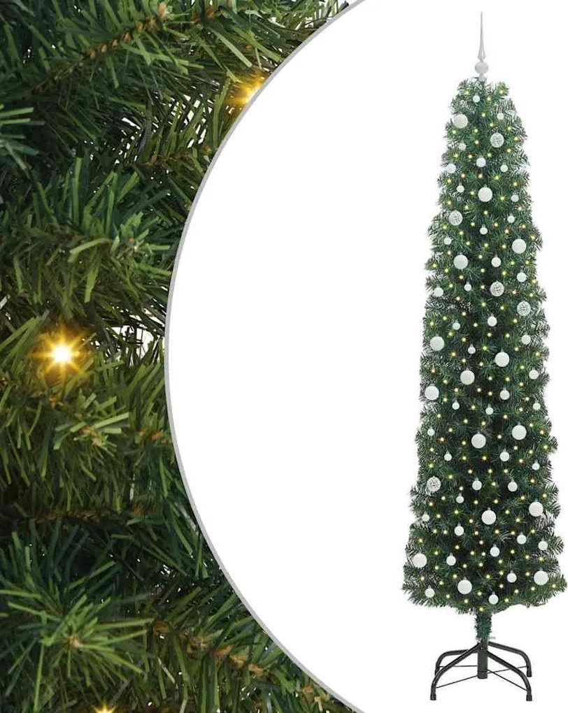 vidaXL Mű karácsonyfa 300 LED-del Zöld 240 cm PVC, acél és műanyag