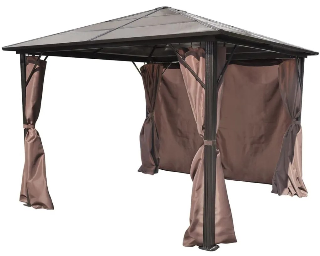 alumínium kerti pavilon barna függönnyel 300 x 300 cm