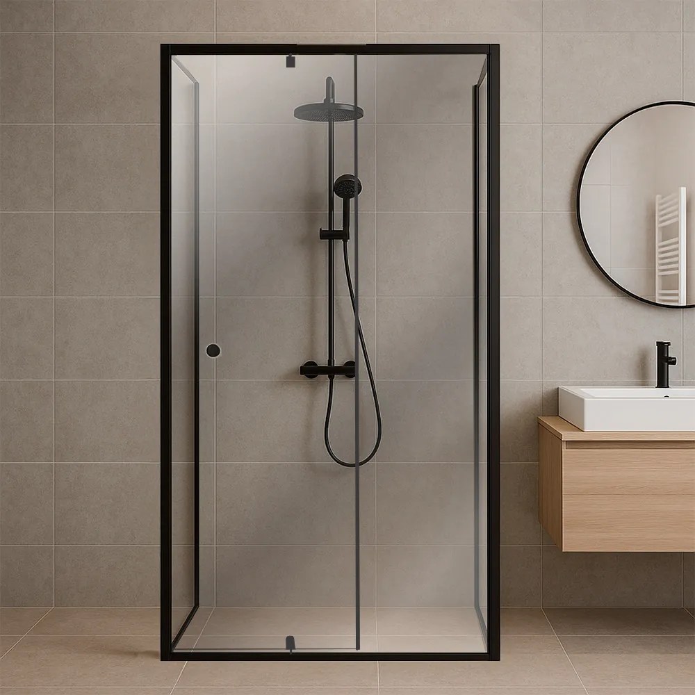 Flexi 80x90 cm falsíkra szerelhető aszimmetrikus zuhanykabin zuhanytálca nélkül