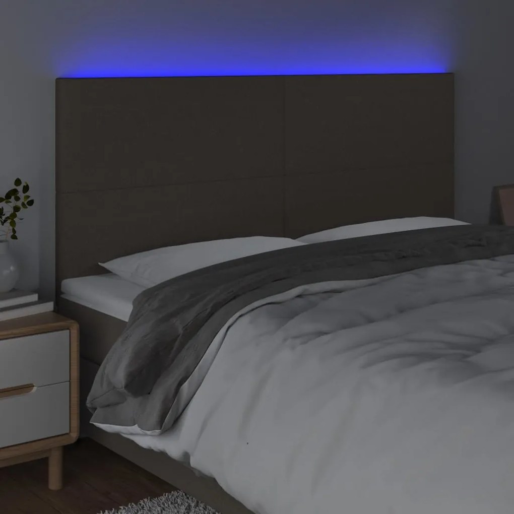 tópszínű szövet LED-es fejtámla 180x5x118/128 cm