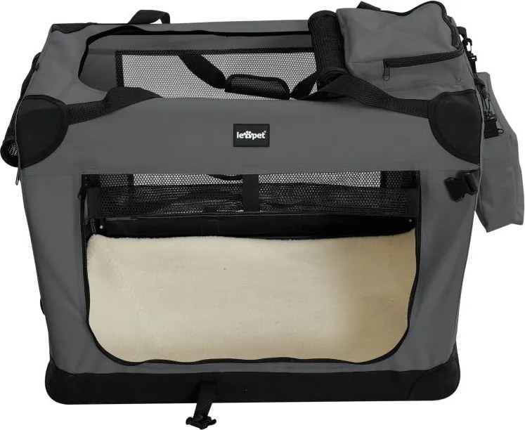 Leopet® Szállítódoboz kutyáknak S 49,5x34,5 x 35 cm antracit