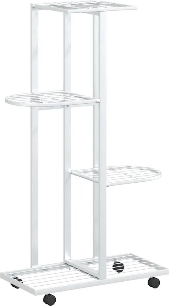 vidaXL 4 szintes fehér vas virágtartó állvány kerekekkel 44x23x80 cm