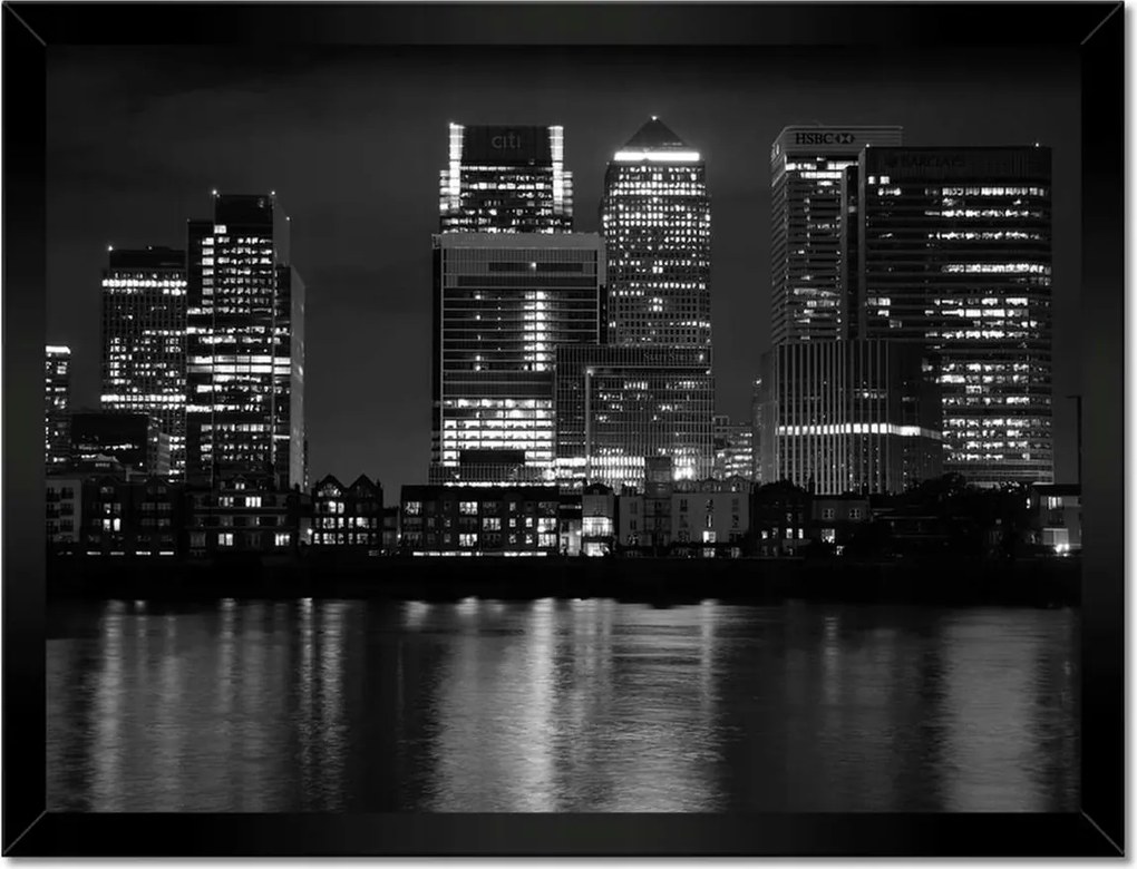 Poszterek keretben 40x30 Black and White London Világító felhőkarcolók