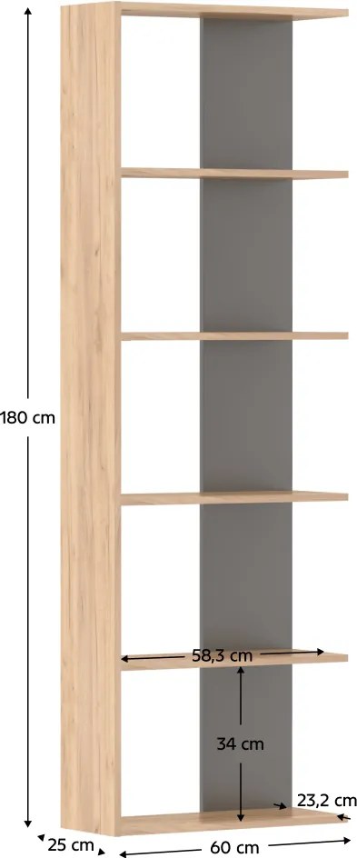 Polcállvány, artisan tölgy/grafit, AGATIO