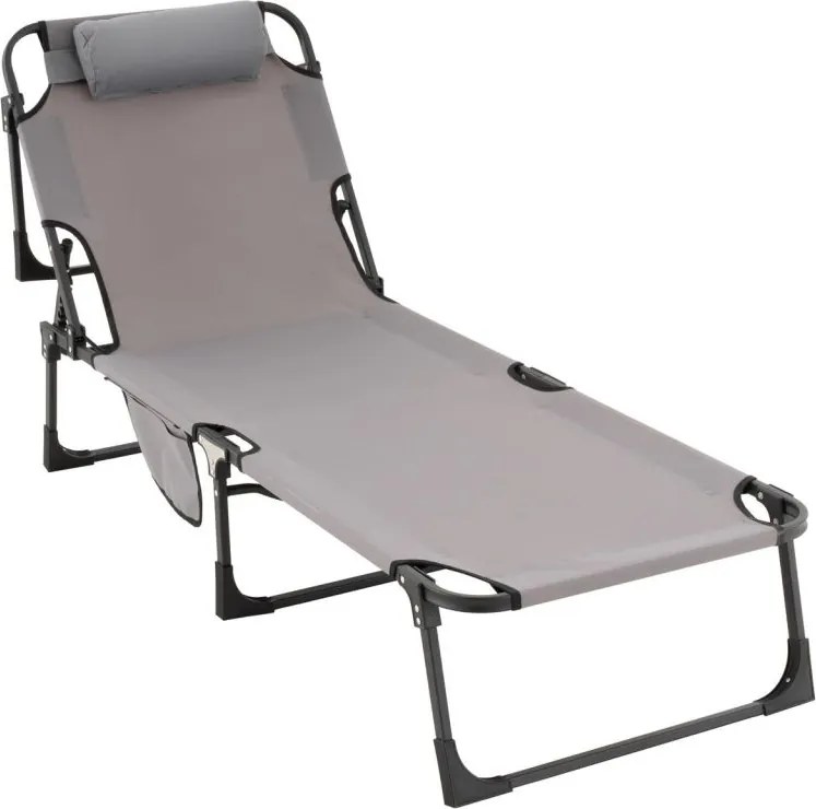 Összecsukható nyugágy  poliészter 182 x 60 x 30 cm szürke