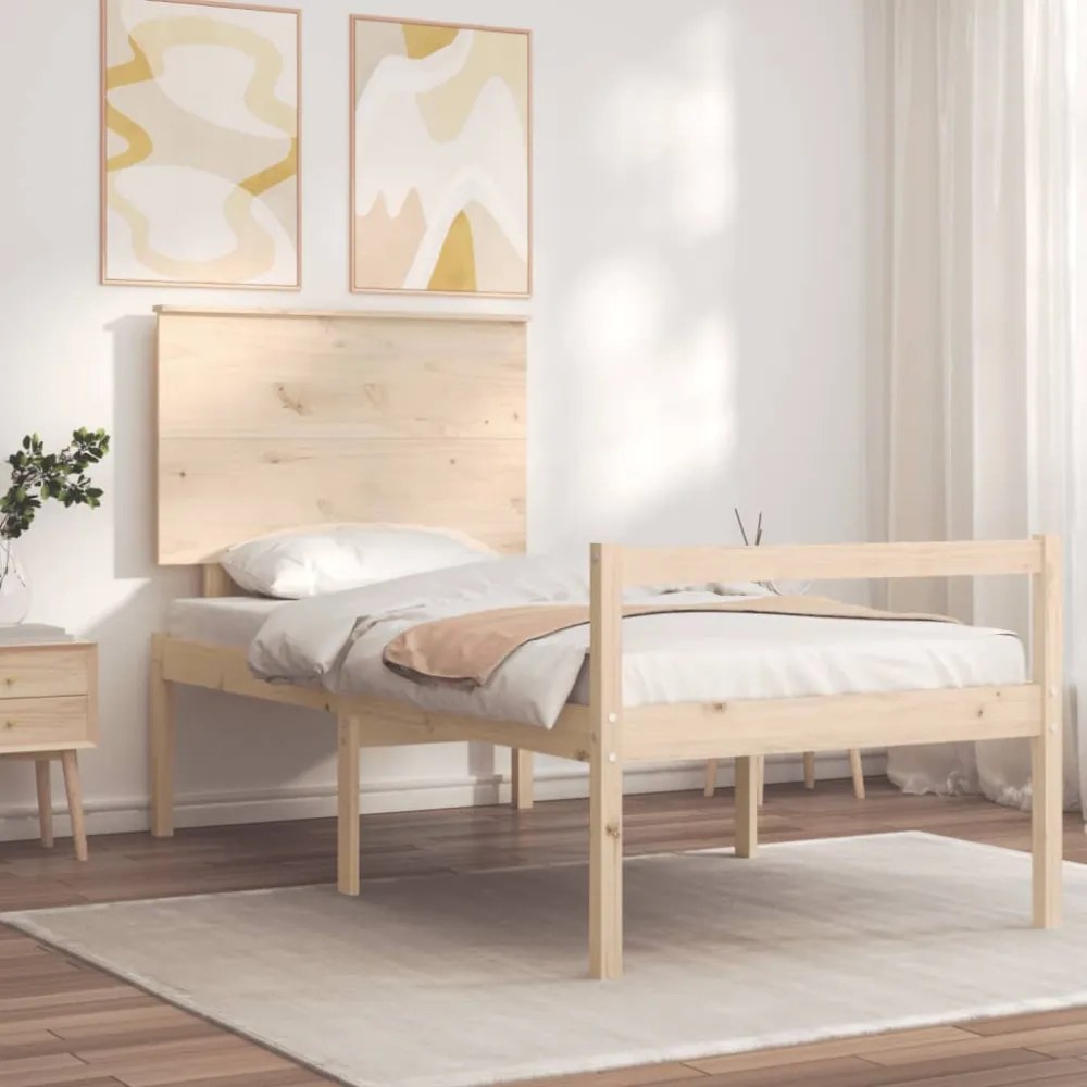tömör fa ágy időseknek fejtámlával 100x200 cm