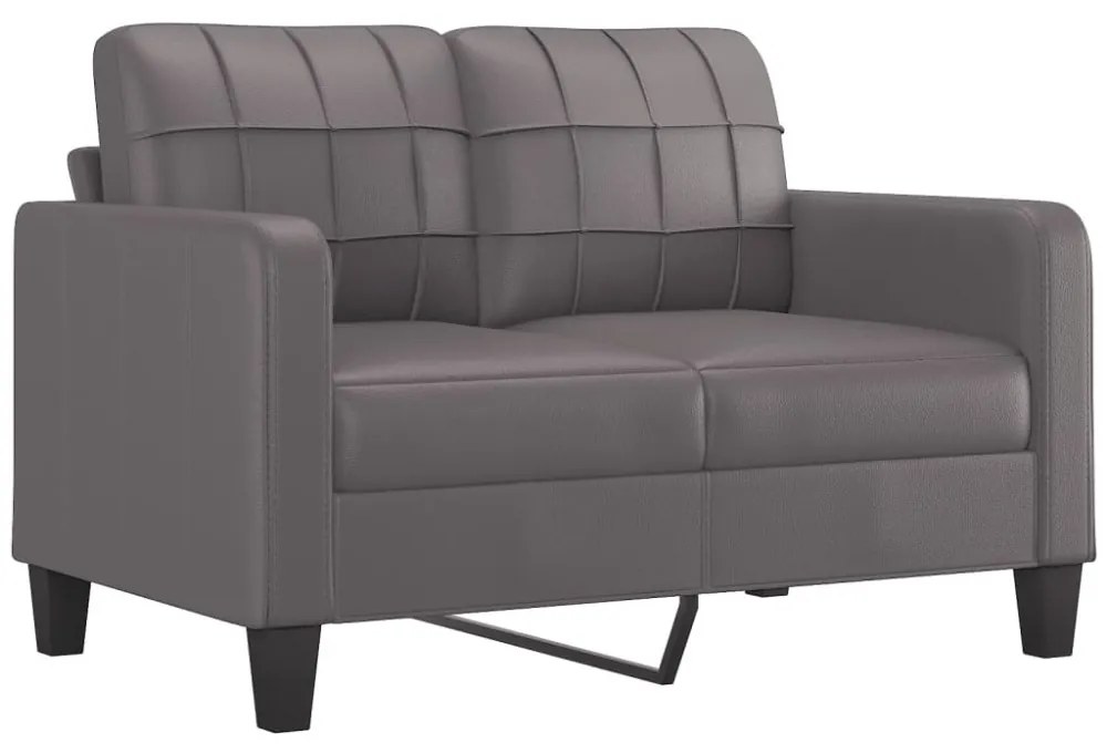 2 személyes szürke műbőr kanapé 120 cm