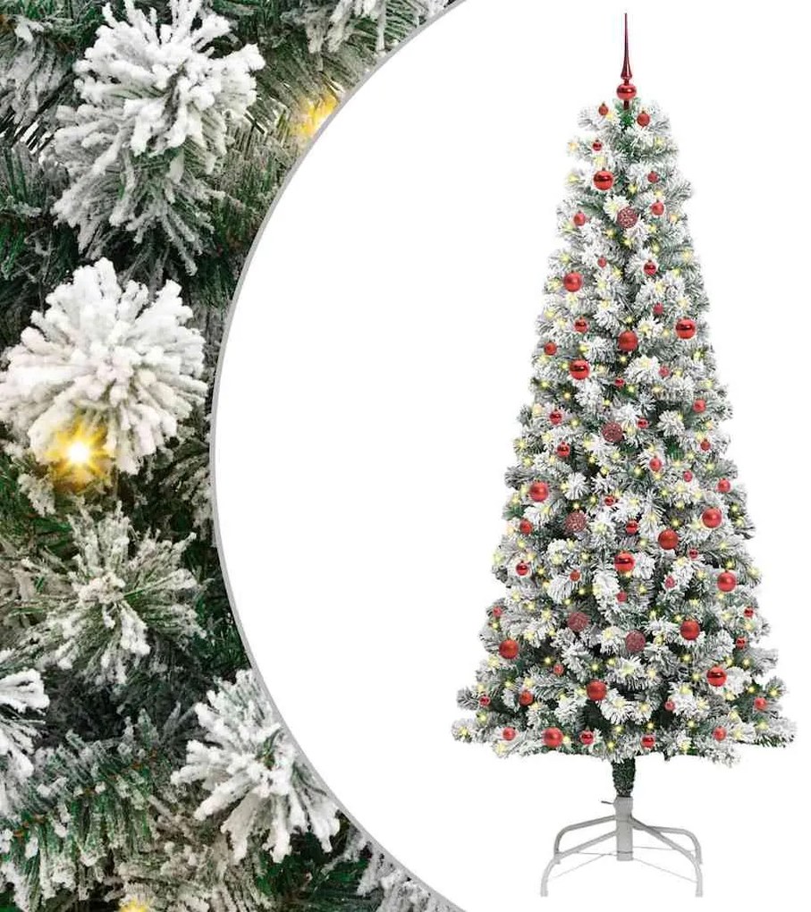 Műanyag Hajtogatós Karácsonyfa 300 LED-del Zöld és fehér 240 cm