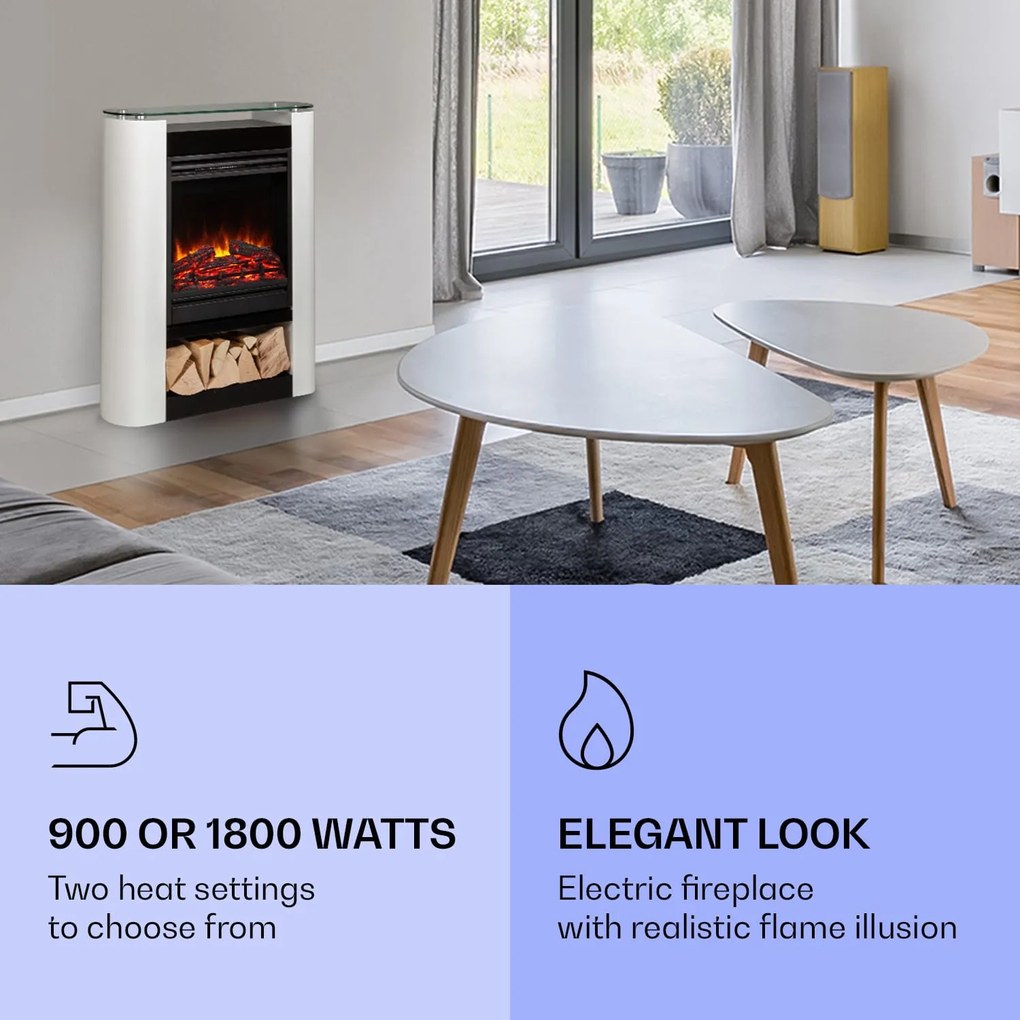 Klarstein Studio 5 Arc, elektromos kandalló, 1800 W, LED lángok, ventilátor, távirányító