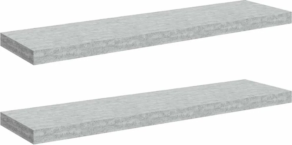 vidaXL 2 db betonszürke MDF lebegő fali polc 90 x 23,5 x 3,8 cm