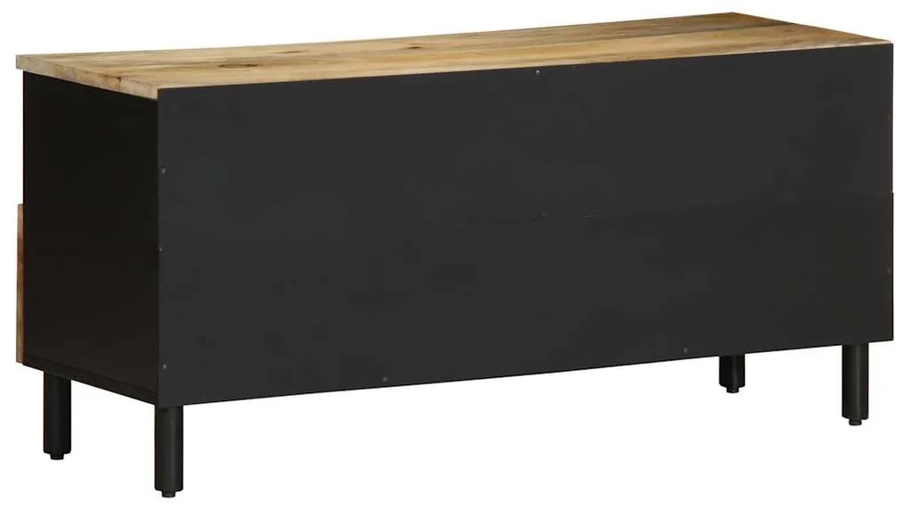 fekete tömör nyers mangófa TV-szekrény 100 x 33,5 x 46 cm