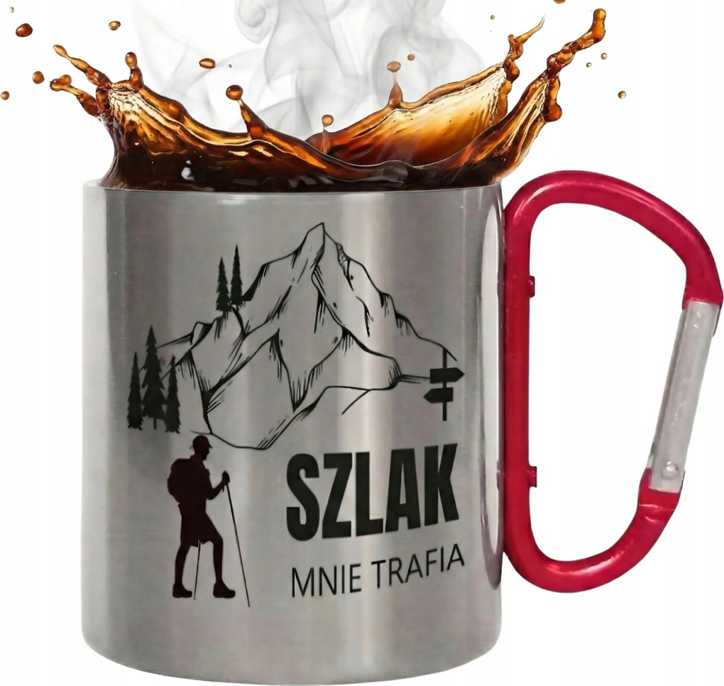 Bögre Fém Ösvény Karabinerrel Ajándék Hegyrajongóknak 300ml