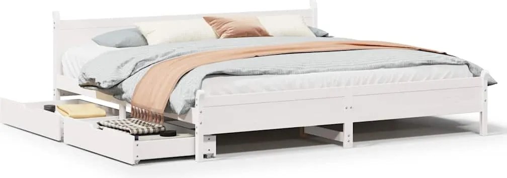 vidaXL fehér tömör fenyőfa ágy matrac nélkül 200 x 200 cm
