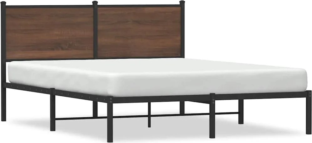 vidaXL barna tölgy színű fém ágykeret matrac nélkül 137 x 190 cm
