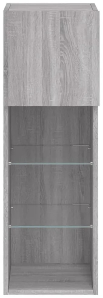 szürke sonoma színű TV-szekrény LED-világítással 30,5x30x90 cm