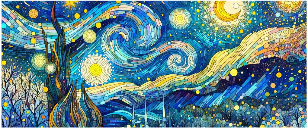 Kép – Csillagos éjszaka mozaikja (120x50 cm)